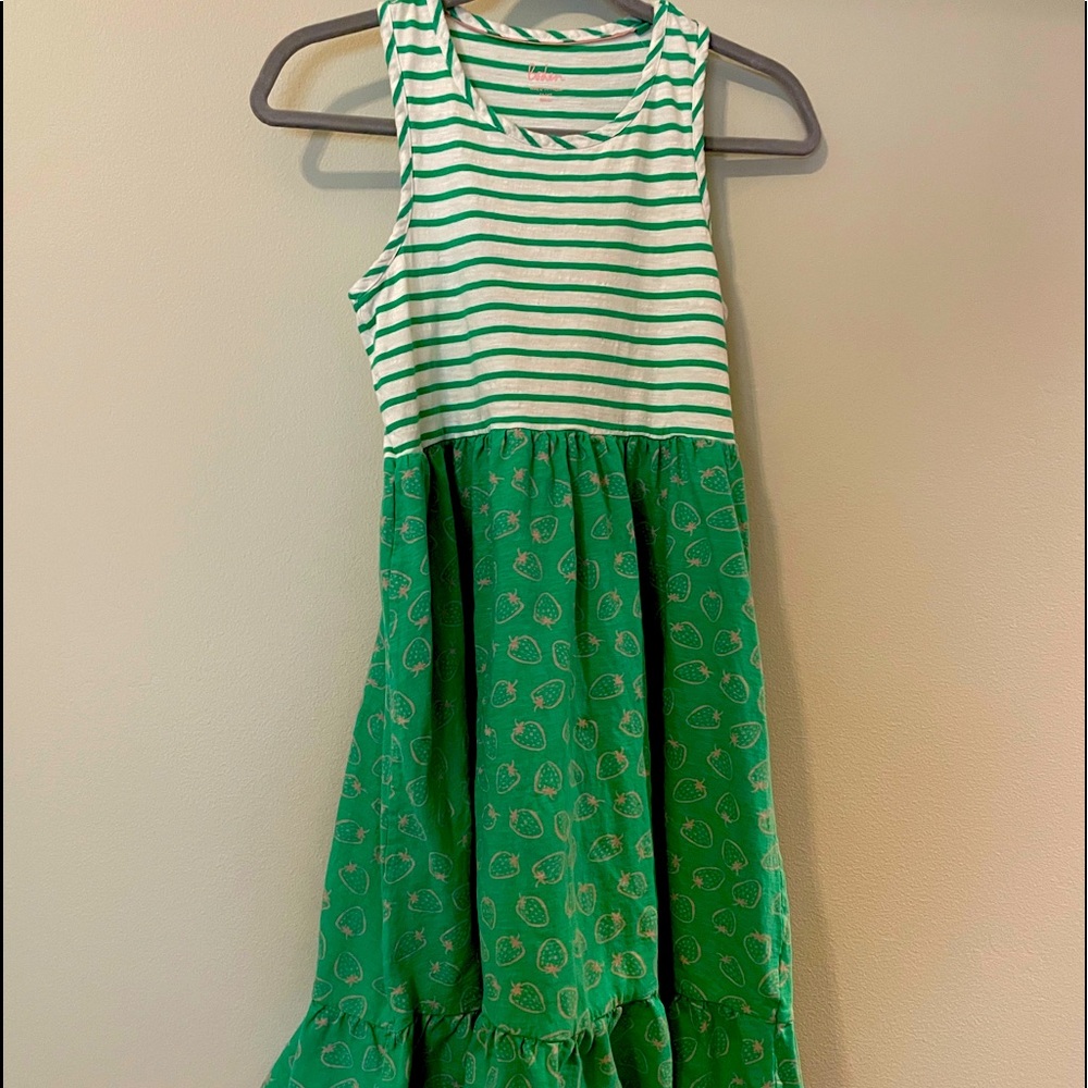 Mini Boden girls strawberry stripe sundress size 13-14yr